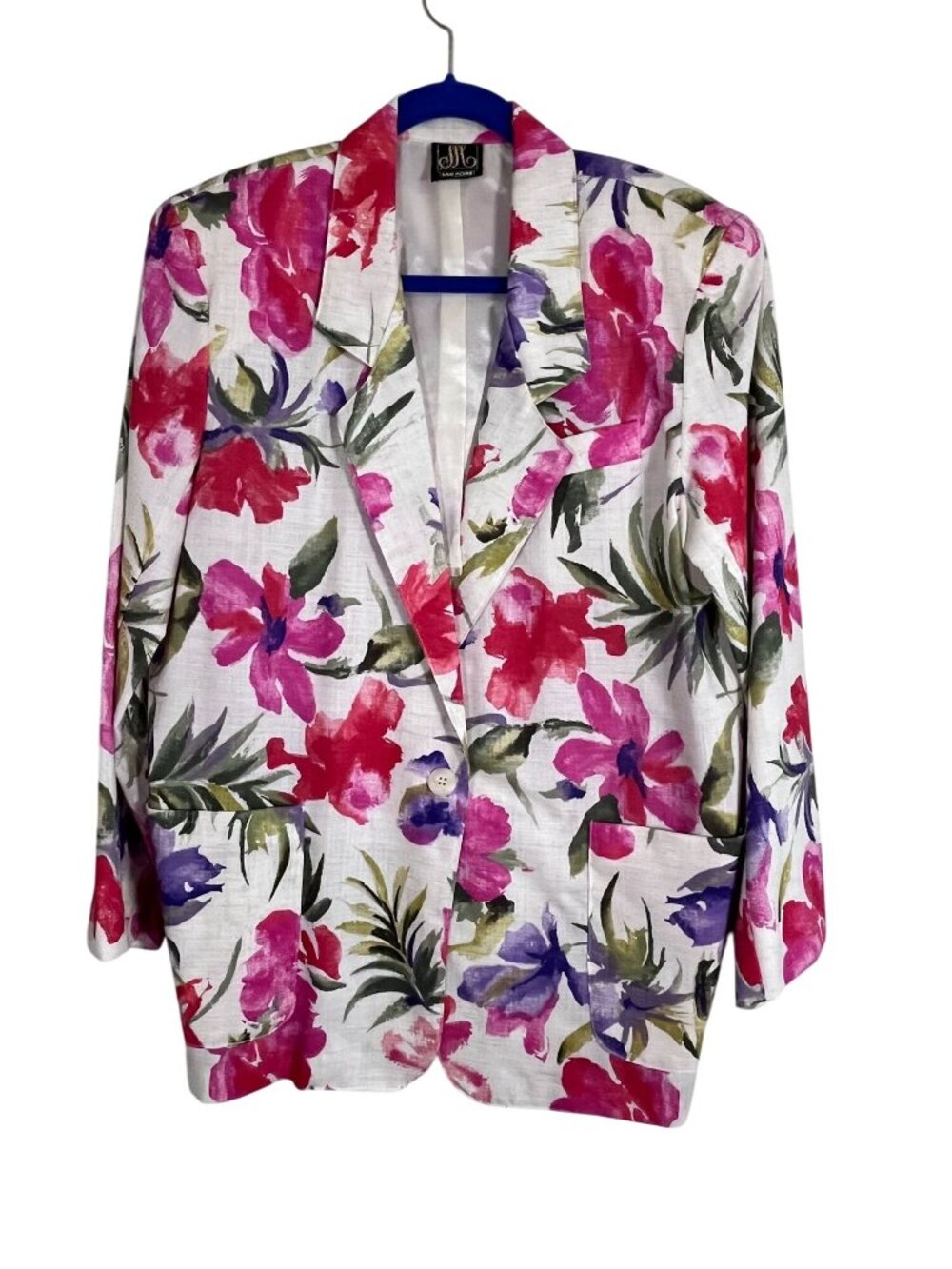 Colorful Floral Jacket L Pink Boho Indie‎ Preppy Cottage Feminine Artsy 80s Chic